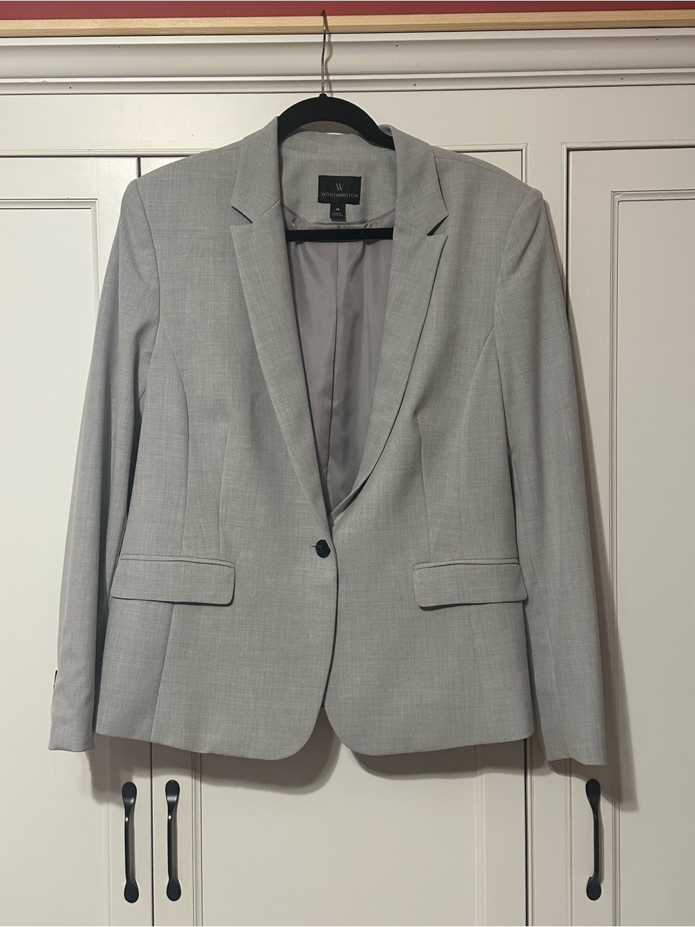Worthington Light Gray Classic Single-Button Blazer
